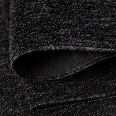 THE RUGS Solid Design Low Pile Living Room Rugs in Dark Grey Flex Collection 1000DG