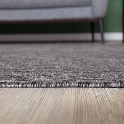 THE RUGS Solid Design Low Pile Living Room Rugs in Grey Flex Collection 1000G