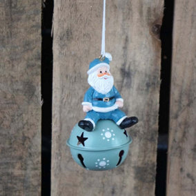 The Satchville Gift Company Blue Santa Christmas Bell Baubles