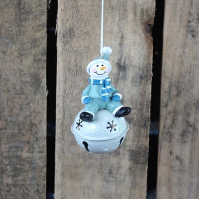 The Satchville Gift Company Blue Snowman Christmas Bell Baubles Price Comparisons | Compare The Build