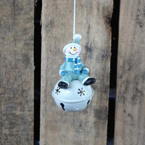 The Satchville Gift Company Blue Snowman Christmas Bell Baubles