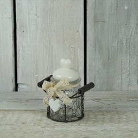 The Satchville Gift Company Glass Jar in Wire Basket