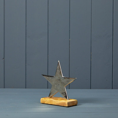 The Satchville Gift Company Silver Star on Wooden Base