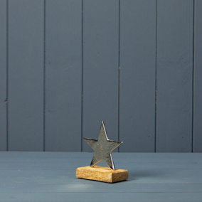 The Satchville Gift Company Silver Star on Wooden Base