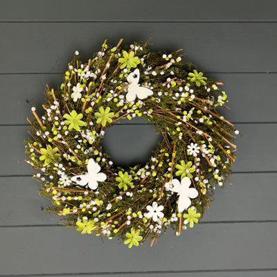 The Satchville Gift Company Twig, Flower And Butterfly Wreath