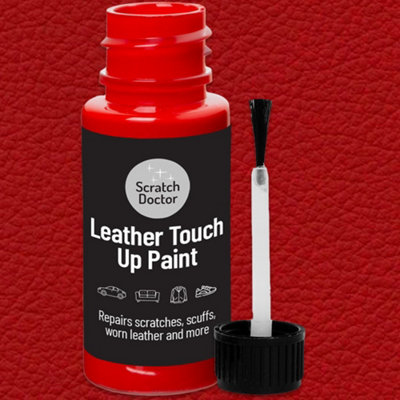 The Scratch Doctor Leather Touch Up Paint,  Leather Dye, Leather Paint with brush 15ml Bright Red