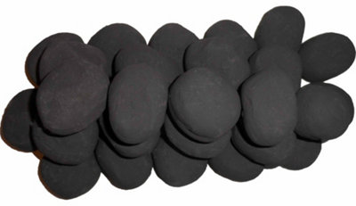 The Stove Wizard 20 Black Gas Fire Replacement Pebbles Coals 60mm x 50mm x 40mm