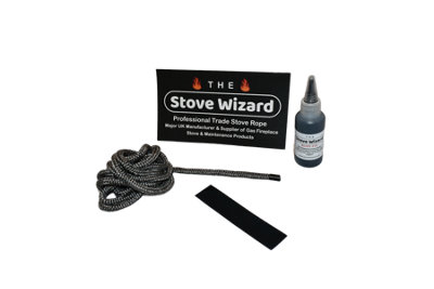 The Stove Wizard Black Stove Rope Kit 10mm x 1m Long with Large 100ml ...