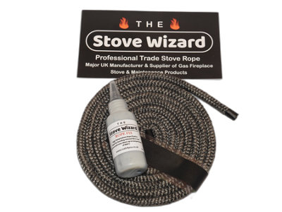 The Stove Wizard Black Stove Rope Kit 10mm x 2m Long with Large 50ml ...