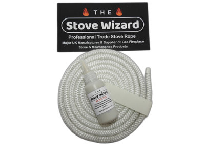 The Stove Wizard White Stove Rope Kit 6mm x 3m Long with Large 50ml ...