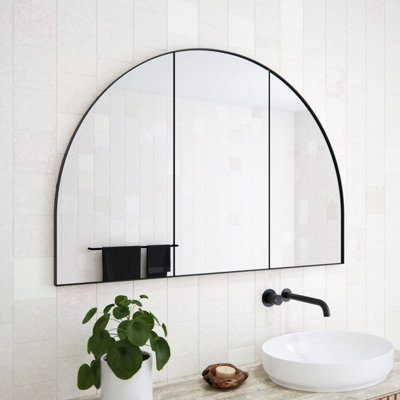 The Style Haus Matte Black Arch Mirror Cabinet H800 x W1200mm