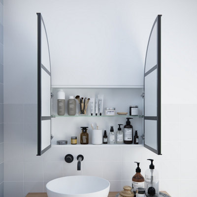 Arch bathroom deals mirror with storage