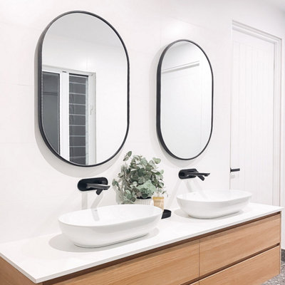 The Style Haus Matte Black Oval Wall Mirror H900 x W560mm