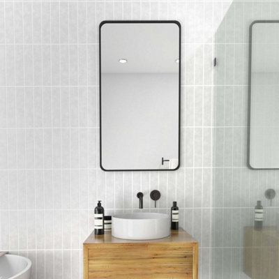 The Style Haus Matte Black Square Wall Mirror H1000 x W560mm