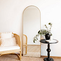 The Style Haus Satin Brass Arch Stainless Steel Framed Full Length Mirror H1700 x W600mm