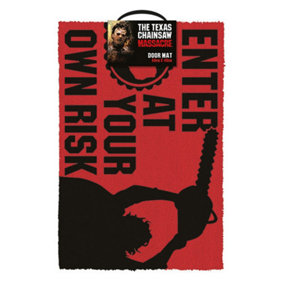 The Texas Chainsaw Macre Enter At Your Own Risk Door Mat Red/Black (One Size)