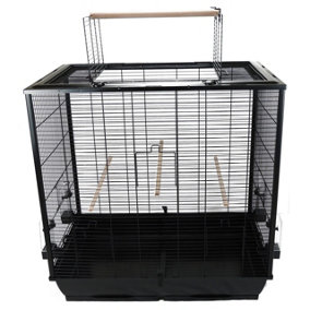 The Waldorf Bird Cage with Opening Top and Perches - Black