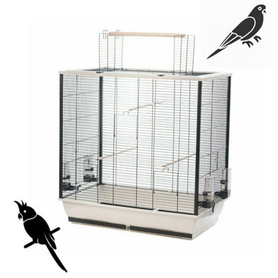 The Waldorf Bird Cage with Opening Top and Perches - Grey