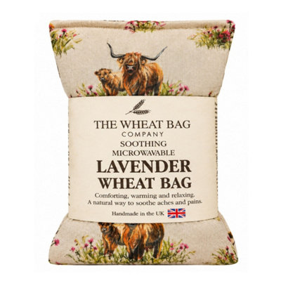 The Wheat Bag Company 'Highland Cow' Duo Fabric Wheat Bag, Lavender Scented