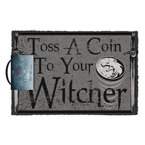 The Witcher Toss A Coin Door Mat Grey/Black (One Size)