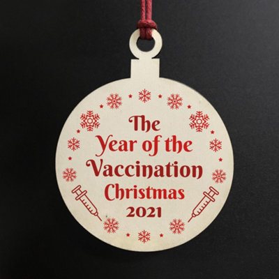 The Year Of The Vaccine Wooden Hanging Tree Decoration Memory Family Gift