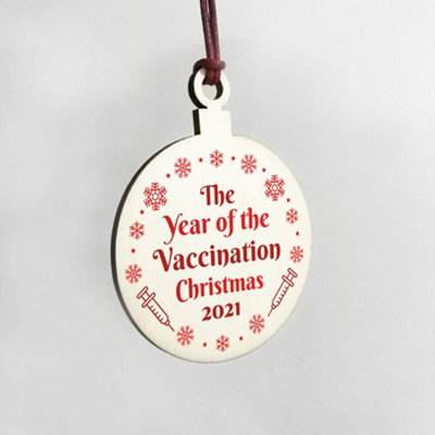 The Year Of The Vaccine Wooden Hanging Tree Decoration Memory Family Gift