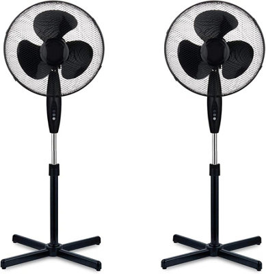 TheBigShip 16-Inch Oscillating Pedestal Fans, Black, Adjustable Height ...