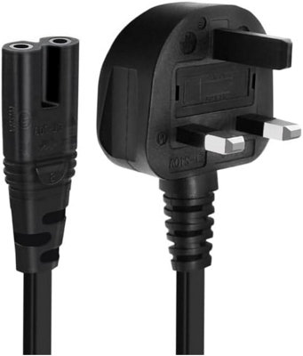 TheBigShip 2M UK 3 Pin Plug to C7 Figure 8 Power Cable Lead - Mains Power Cord for TV, Laptop, Printer, Monitor, PS3, DVD