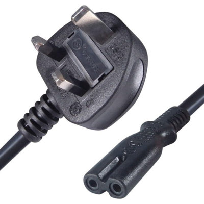 TheBigShip 3M UK 3 Pin Plug to C7 Figure 8 Power Cable Lead - Mains Power Cord for TV, Laptop, Printer, Monitor, PS3, DVD