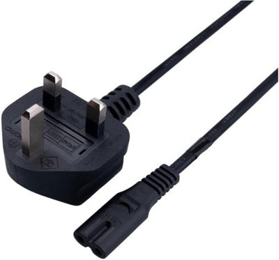 TheBigShip 5M UK 3 Pin Plug to C7 Figure 8 Power Cable Lead - Mains Power Cord for TV, Laptop, Printer, Monitor, PS3, DVD