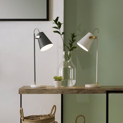 Theia Grey and Satin Nickel Task Table Lamp