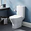 Theo Contemporary Round Rimless Close Coupled Toilet With Soft Close Seat