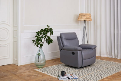 Theo High Back Recliner Armchair Grey PU Faux Leather