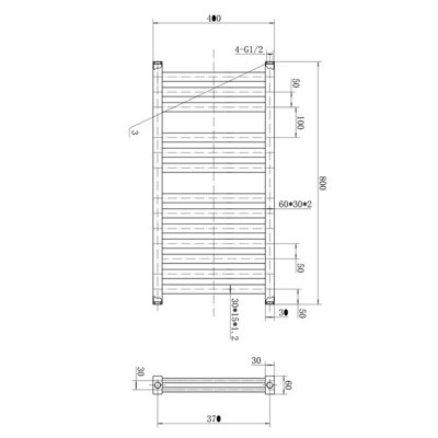 Theo White Double Heated Towel Rail - 800x400mm