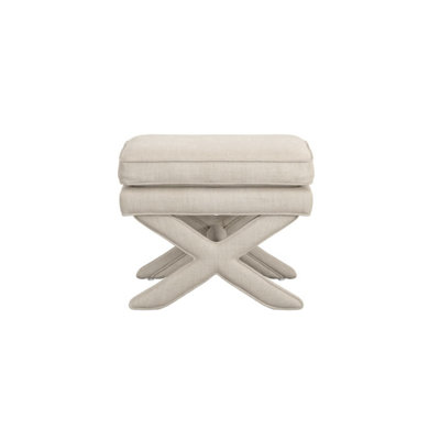 Theodor Stone Linen-Blend Upholstered Stool with X Cross Legs