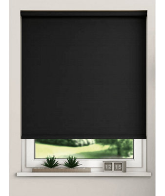 Thermal Blackout Roller Blinds 175cm Drop x Width 110cm  Black