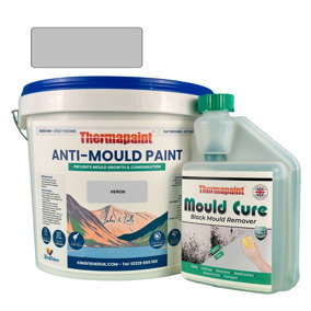 Thermapaint Anti-Mould Paint 2.5L - With FREE Mould Cure - Heron - For Bathrooms, Kitchens, Bedroom Walls & Ceilings