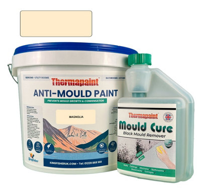 Thermapaint Anti-Mould Paint 2.5L - With FREE Mould Cure - Magnolia - For Bathrooms, Kitchens, Bedroom Walls & Ceilings