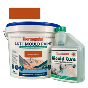 Thermapaint Anti-Mould Paint 2.5L - With FREE Mould Cure - October Bracken - For Bathrooms, Kitchens, Bedroom Walls & Ceilings