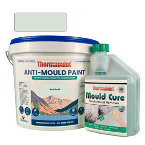 Thermapaint Anti-Mould Paint 2.5L - With FREE Mould Cure - Wild Sage - For Bathrooms, Kitchens, Bedroom Walls & Ceilings