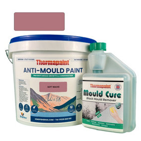 Thermapaint Anti-Mould Paint 5L - With FREE Mould Cure - Soft Mauve - For Bathrooms, Kitchens, Bedroom Walls & Ceilings