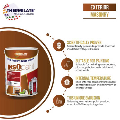 Thermilate InsoPaint Advance Energy Saving Paint Thermal Reflective Paint 5L Exterior Masonry Brilliant White