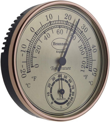 Thermometer Hygrometer Gilt Dial Measures Temperature and Humididty in Garden Greenhouse Home Office