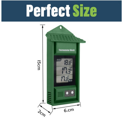 Thermometer World Digital Max Min Thermometer With Roof and Easy to Reset Button C&F - Ideal for a Greenhouse or Grow Room