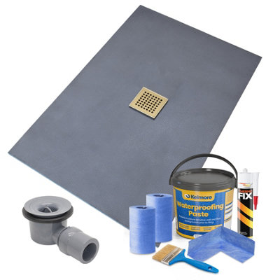 Thermopanel Gold Centre Square Drain Wet Room Shower Tray Former and ...