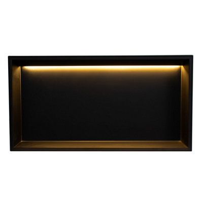 Thermopanel Stainless Steel Recess Shower Niche - Matte Black - Size: 610 x 305 x 103mm - LED