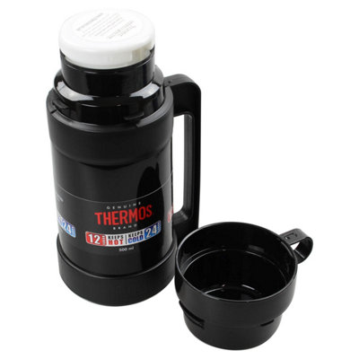 Thermos 500ml Black Mondial Glass Vacuum Insulated Hot Cold Travel Bottle Flask