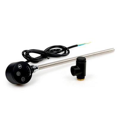 Thermostatic 300W Towel Rail Radiator Heating Element Dual Fuel Kit - Black - TE300B