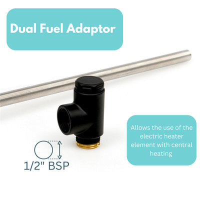 Thermostatic 300W Towel Rail Radiator Heating Element Dual Fuel Kit - Black - TE300B
