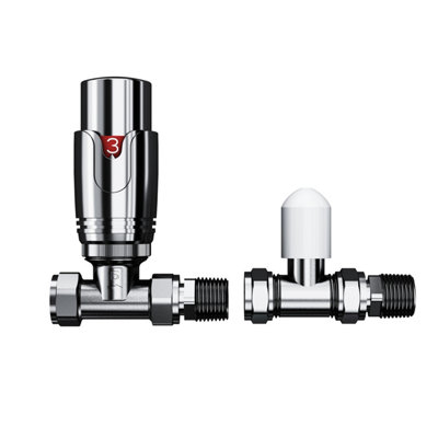 Thermostatic and Manual Control Corner Towel Radiator Valves15mm Pair ...